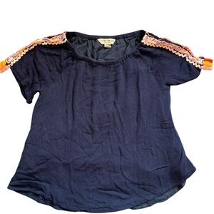 Lucky Brand Navy Blue Girls Top with Multicolor Accents